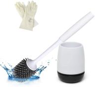 🚽 sidioutil wc silicone toilet brush set with holder - includes nitrile gloves for efficient bathroom cleaning - non-slip handle and tpr soft bristle - wall mounted (black) logo