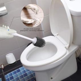 img 1 attached to 🚽 SidiOutil WC Silicone Toilet Brush Set with Holder - Includes Nitrile Gloves for Efficient Bathroom Cleaning - Non-Slip Handle and TPR Soft Bristle - Wall Mounted (Black)