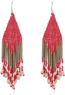 long beaded earrings red a logo