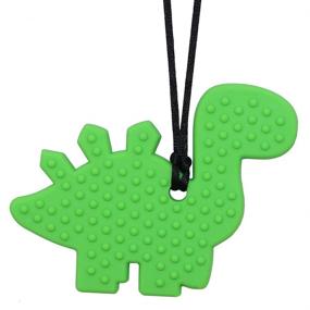 img 3 attached to 🦖 Sensory Chew Necklace for Kids, Boys, and Girls - Set of 2 Dinosaur Silicone Baby Teether Toys for Teething, Autism, Biting, ADHD, SPD - Chewy Oral Motor Chewing Toy Jewelry for Adults