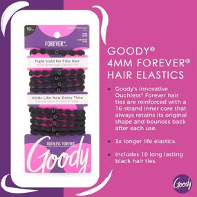 img 3 attached to 🎀 Goody Forever Ouchless Elastic Fine Hair Tie - 10 Count, Black - 4MM | Ideal Hair Accessories for Women and Girls with Fine Hair | Achieve Long Lasting Braids, Ponytails, and More