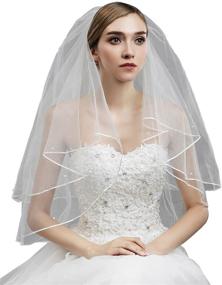 img 4 attached to Sarahbridal White and Ivory Crystal Wedding Veil Accessory with Comb for Communion