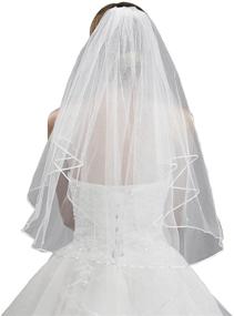 img 1 attached to Sarahbridal White and Ivory Crystal Wedding Veil Accessory with Comb for Communion