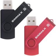 📸 флэш-накопители simmax usb, 2 штуки по 16 гб, с поворотным дизайном, usb 2.0, "брелок", черный и красный, вместительность 16 гб. логотип