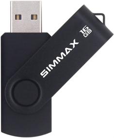 img 1 attached to 📸 Флэш-накопители SIMMAX USB, 2 штуки по 16 ГБ, с поворотным дизайном, USB 2.0, "брелок", черный и красный, вместительность 16 ГБ.