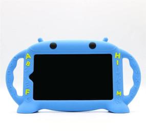 img 4 attached to 🤖 CHINFAI Kids Proof Cartoon Robot Series Case for Samsung 7 inch Tablet Galaxy Tab A/3/3 Lite/4/E Lite 7.0- Silicone Handle Stand Case Cover SM-T280/T113/T230 (Blue)