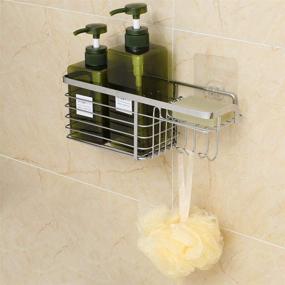img 2 attached to 🚿 Rustproof Hanging Shower Caddy with Hooks - Wall Mounted Adhesive Bathroom Storage Organizer Basket, No Drilling Stainless Steel Soap Sponge Shampoo Conditioner Holder Kitchen Rack - Joyfamy