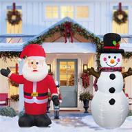 🎅 funpeny 4 ft christmas inflatable santa claus with snowman: vibrant led indoor/outdoor decorations for festive yard, lawn, patio, or garden party logo