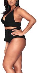 img 3 attached to 👙 Stylish Halter Swimsuits for Women: Womens Pieces Swimwear for Trendy Beachwear & Cover Ups