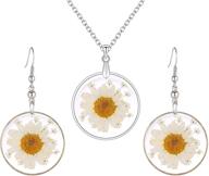 💐 fm fm42 multi-colored daisy & queen anne's lace earrings - vibrant 1.14" round circle drop dangle hooks in 7 colors logo