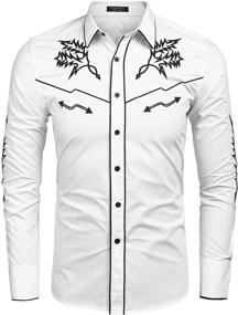 img 3 attached to 👔 Stylish COOFANDY Western Embroidered 01 Black Pattern1 Shirts for Men