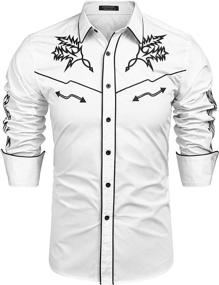 img 4 attached to 👔 Stylish COOFANDY Western Embroidered 01 Black Pattern1 Shirts for Men