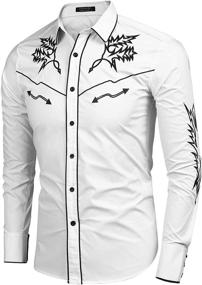 img 2 attached to 👔 Stylish COOFANDY Western Embroidered 01 Black Pattern1 Shirts for Men