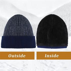 img 2 attached to 🧢 Kakeela Warm Fur Inner Lining Cuffed Beanie: Trendy Two Tone Tweed Knit Hats for Men and Women - Perfect Winter Slouchy Skull Cap!