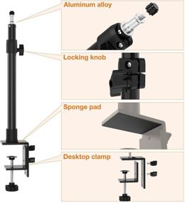 img 2 attached to 💪 Yesker Heavy Duty Desk Mount Stand: Adjustable Aluminum Tabletop C-Clamp Light Stand for DSLR Camera, Ring Light, Video Streaming