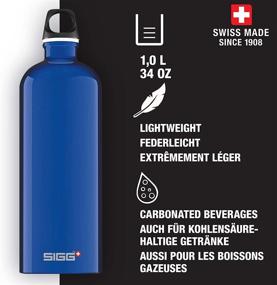 img 3 attached to 🚰 SIGG Traveller Dark Blue Water Bottle (1L) – Durable Metal Bottle for Travel, Non-Toxic & Leakproof, Lightweight Aluminum with Screw Cap