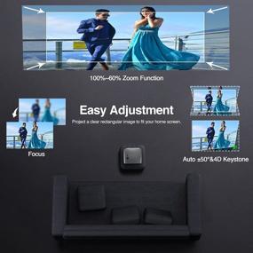img 1 attached to 🎥 5G WiFi Bluetooth Native 1080P Projector, 7200Lm Android Projector with 4K & Zoom Support, 200” 4D Keystone. Compatible with PC DVD Fire Stick USB Tablet iOS Android Phone. Ideal for Outdoor Movie Home Theater Experience
