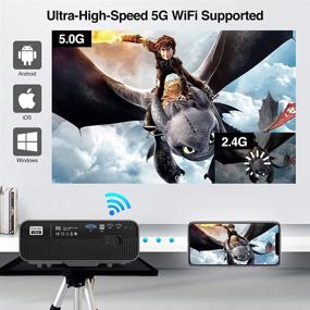 img 2 attached to 🎥 5G WiFi Bluetooth Native 1080P Projector, 7200Lm Android Projector with 4K & Zoom Support, 200” 4D Keystone. Compatible with PC DVD Fire Stick USB Tablet iOS Android Phone. Ideal for Outdoor Movie Home Theater Experience