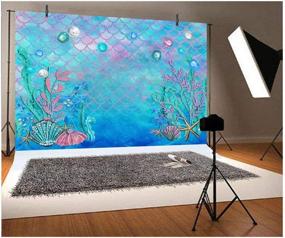 img 1 attached to 🧜 Underwater Mermaid Backdrop - 7x5ft Baby Shower & Birthday Photography Background with Coral, Shells, Scales, and Blue Ocean Theme - Ideal for Photo Booths (W-597)