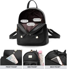 img 2 attached to Secure and Stylish Women's Anti-theft Backpack Purse: Small Daypack Schoolbag Girls Shoulder Bags in Deep Black