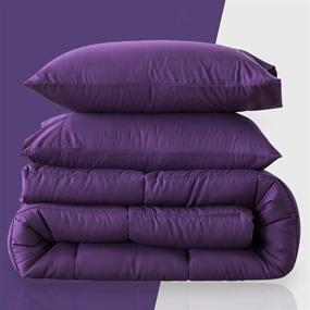 img 3 attached to 🛏 Cozybay 3 Piece Comforter Set: Quilted Ultra-Soft Microfiber, Lightweight Down Alternative Comforter - King Size, Purple