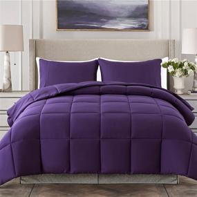 img 4 attached to 🛏 Cozybay 3 Piece Comforter Set: Quilted Ultra-Soft Microfiber, Lightweight Down Alternative Comforter - King Size, Purple