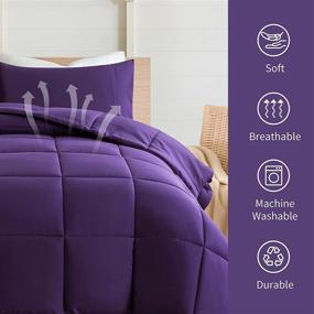 img 2 attached to 🛏 Cozybay 3 Piece Comforter Set: Quilted Ultra-Soft Microfiber, Lightweight Down Alternative Comforter - King Size, Purple