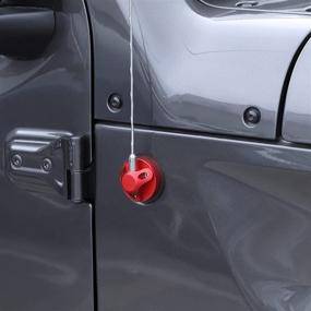 img 2 attached to Enhance Jeep Wrangler's Style with Voodonala Aluminum Alloy Red Antenna Base Replacement – Waterproof & Textured Surface – Compatible with JK JL JT 4XE 2007-2021