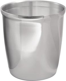 img 1 attached to 2-Pack of mDesign Small Round Metal Trash Can Wastebaskets - Perfect for Bathrooms, Powder Rooms, Kitchens, and Home Offices - Made of Polished Stainless Steel
