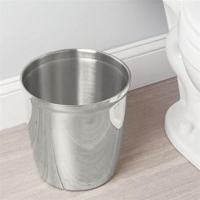 img 2 attached to 2-Pack of mDesign Small Round Metal Trash Can Wastebaskets - Perfect for Bathrooms, Powder Rooms, Kitchens, and Home Offices - Made of Polished Stainless Steel