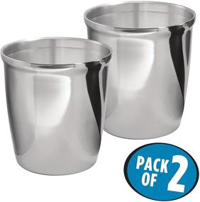 img 3 attached to 2-Pack of mDesign Small Round Metal Trash Can Wastebaskets - Perfect for Bathrooms, Powder Rooms, Kitchens, and Home Offices - Made of Polished Stainless Steel