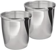 2-pack of mdesign small round metal trash can wastebaskets - perfect for bathrooms, powder rooms, kitchens, and home offices - made of polished stainless steel logo