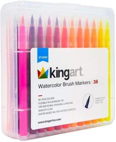 img 2 attached to 🎨 Vibrant Set of 36 KingArt Studio Tip Watercolor Brush Markers with Unique Colors: Unleash Your Creativity!