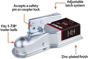 img 3 attached to 🚗 1-7/8" Ball Straight Trailer Coupler – Superior 2000 lbs Tongue Coupler (3" Width)