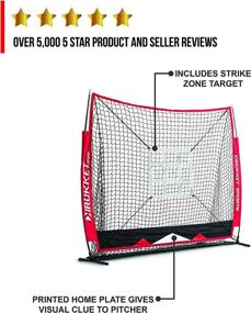 img 1 attached to ⚾️ Rukket 5x5 Baseball & Softball Net: Ultimate Practice Set for Hitting, Pitching, Batting, Catching with Backstop Screen Equipment, Training Aids, and Strike Zone Target