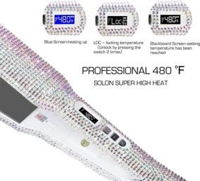 img 1 attached to 💎 DORISILK Crystal Diamond Nano-Titanium Hair Straightener: 2-Inch Rhinestone Flat Iron with Dual Voltage and Instant Heat-up for Quick Styling - LCD Display and Gorgeous Rhinestone (AB Shine)