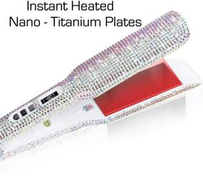 img 2 attached to 💎 DORISILK Crystal Diamond Nano-Titanium Hair Straightener: 2-Inch Rhinestone Flat Iron with Dual Voltage and Instant Heat-up for Quick Styling - LCD Display and Gorgeous Rhinestone (AB Shine)