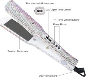 img 3 attached to 💎 DORISILK Crystal Diamond Nano-Titanium Hair Straightener: 2-Inch Rhinestone Flat Iron with Dual Voltage and Instant Heat-up for Quick Styling - LCD Display and Gorgeous Rhinestone (AB Shine)