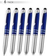 blue sypen stylus pen for touchscreen devices - 6 pack, multi-function capacitive pen with led flashlight, ballpoint ink pen, 3-in-1 metal pen - ipads, iphones, tablets logo