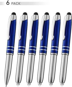img 1 attached to Синяя стилус-ручка SyPen для сенсорных устройств - 6 шт., многофункциональная емкостная ручка с светодиодным фонариком, ручка с шариковыми чернилами, металлическая 3-в-1 ручка - для iPad, iPhone, планшетов