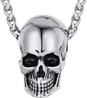edgy faithheart gothic skull necklace: stainless steel, punk jewelry for men - unique skeleton pendant necklace with cool bullet design - personalized & customizable, ideal gift in stylish packaging logo
