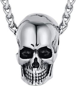 img 4 attached to Edgy FaithHeart Gothic Skull Necklace: Stainless Steel, Punk Jewelry for Men - Unique Skeleton Pendant Necklace with Cool Bullet Design - Personalized & Customizable, Ideal Gift in Stylish Packaging