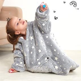 img 1 attached to 🧒 Sherpa Wearable Blanket Hoodie for Kids Toddlers 2-6YR with Pocket - Cozy Sweatshirt for Little Girls and Boys