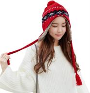 ❄️ winter snow ski hat ladies - comhats wool peruvian earflap beanie hat with fleece lining логотип