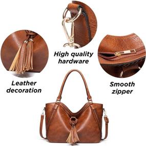 img 2 attached to 👜 Leather Handbags with Tassel Detail - Spacious Capacity for Women, Including Wallets
