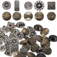 🔘 80-piece set of metal buttons in antique silver and bronze colors for sewing, diy crafts, and decorations - assorted vintage-style flower round buttons logo