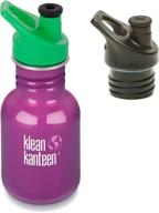 klean kanteen 12 oz classic single wall bottle, sugar plum, with sport cap 3.0 green and black – durable and stylish water bottle set logo