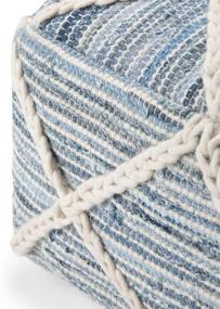 img 2 attached to SIMPLIHOME Cowan Square Pouf: Blue Upholstered Footstool in Handloom Woven Wool & Cotton - Contemporary Décor for Living, Bedroom, Kids Room