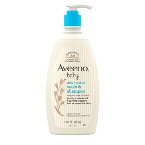 img 4 attached to 👶 Aveeno Baby Daily Moisture Gentle Bath Wash & Shampoo: Hypoallergenic, Tear-Free Formula, Ideal for Sensitive Hair & Skin - 18 fl. oz.