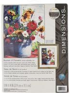 🌸 dimensions bucket of flowers crewel embroidery kit - 11x12 inches - enhanced seo logo